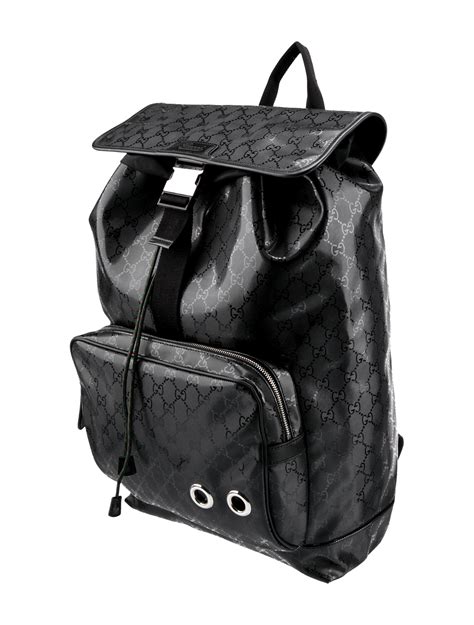 gucci 500 imprime backpack|Large GG backpack in grey and black GG leather .